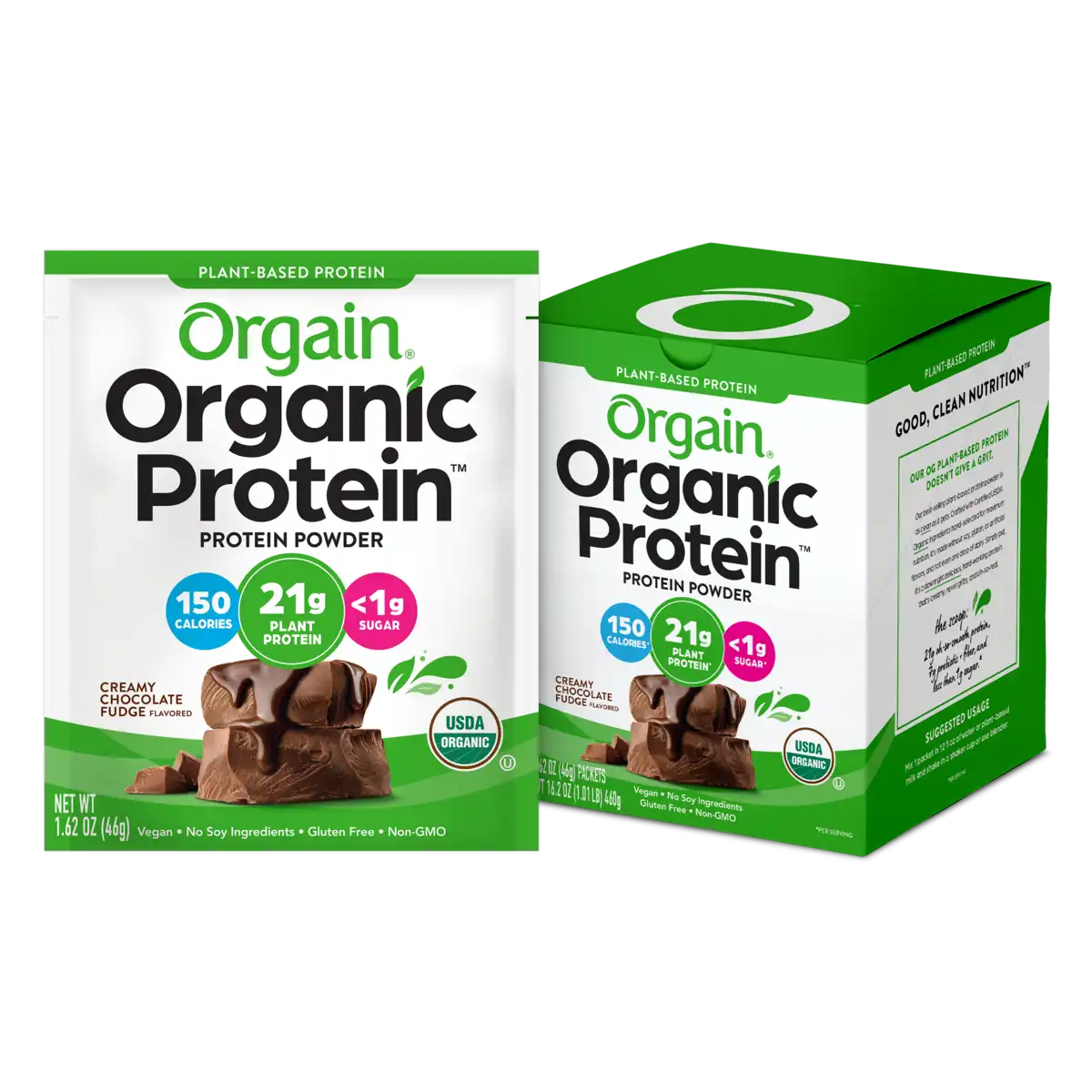 Proteína Vegetal Orgánica en Polvo Chocolate Fudge Cremoso - Orgain