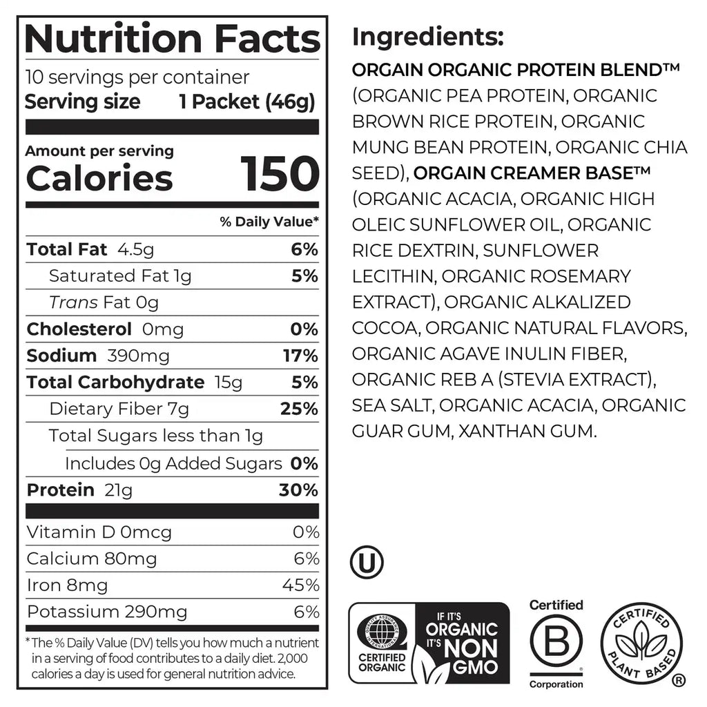 Proteína Vegetal Orgánica en Polvo Chocolate Fudge Cremoso - Orgain