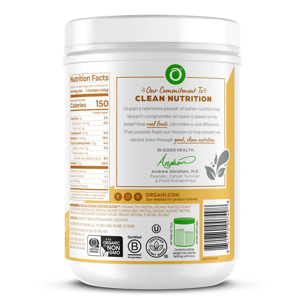 Proteína Vegetal Orgánica Simple Mantequilla de Maní - Orgain