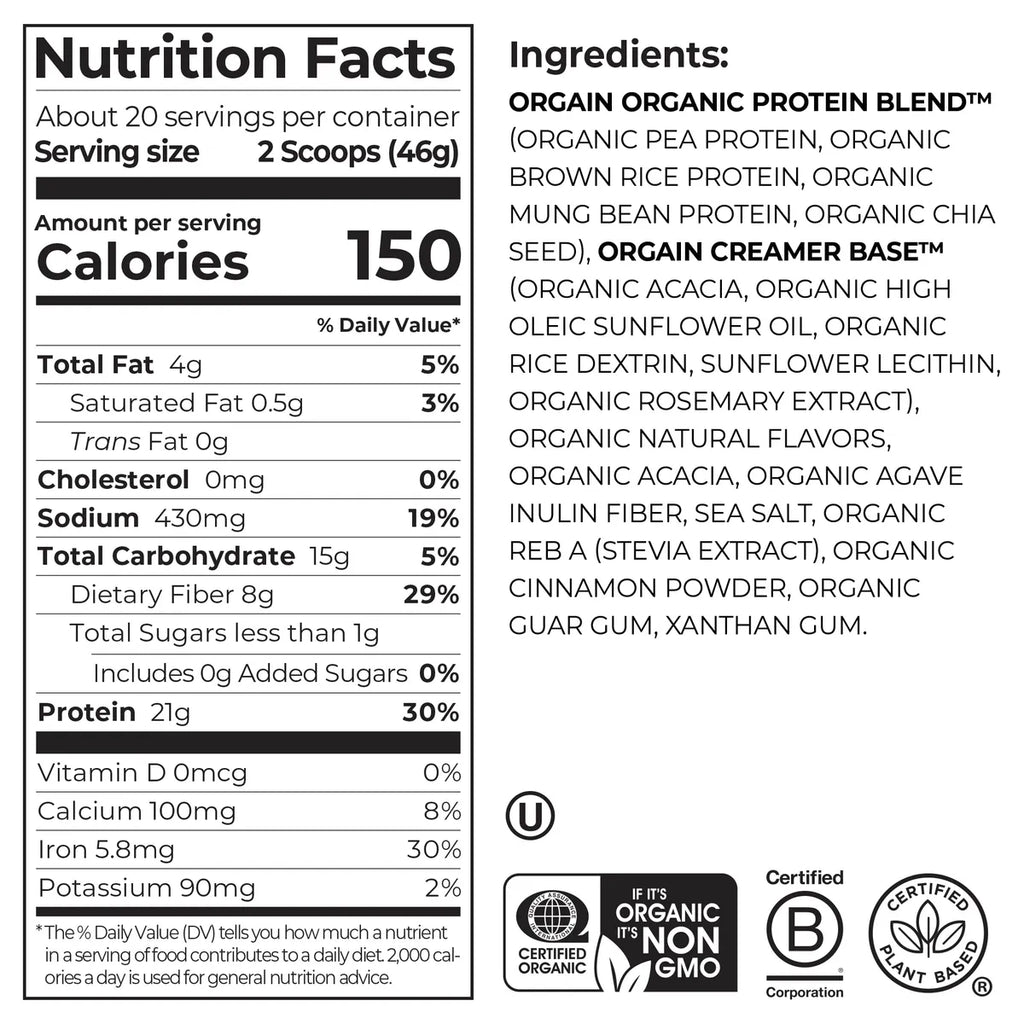 Proteína Vegetal Orgánica en Polvo Horchata - Orgain
