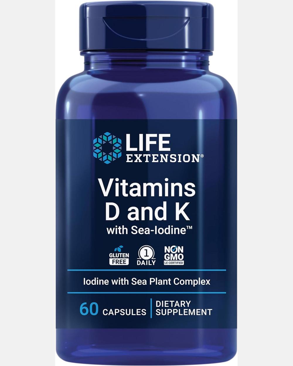 Vitamins D & K + Sea-Iodine 60 Caps Life Extension