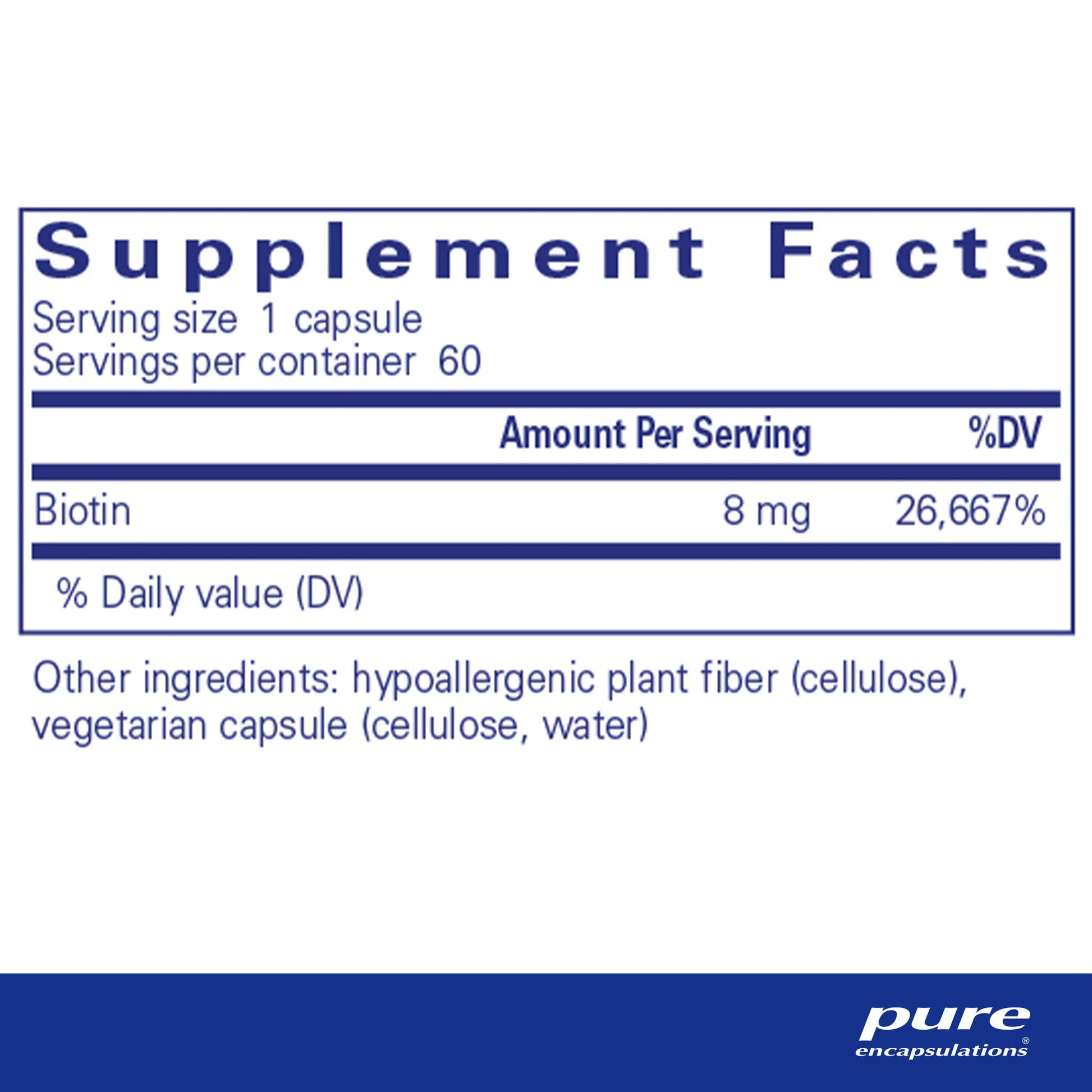 Biotina 8 mg - Pure Encapsulations