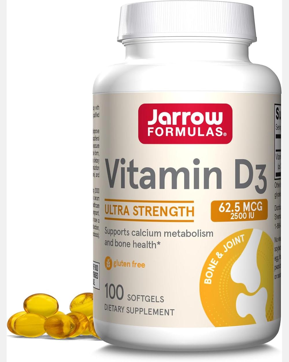 Vitamin D3 62,5 mcg (2.500 IU) | 100 cápsulas blandas - Jarrow Formulas