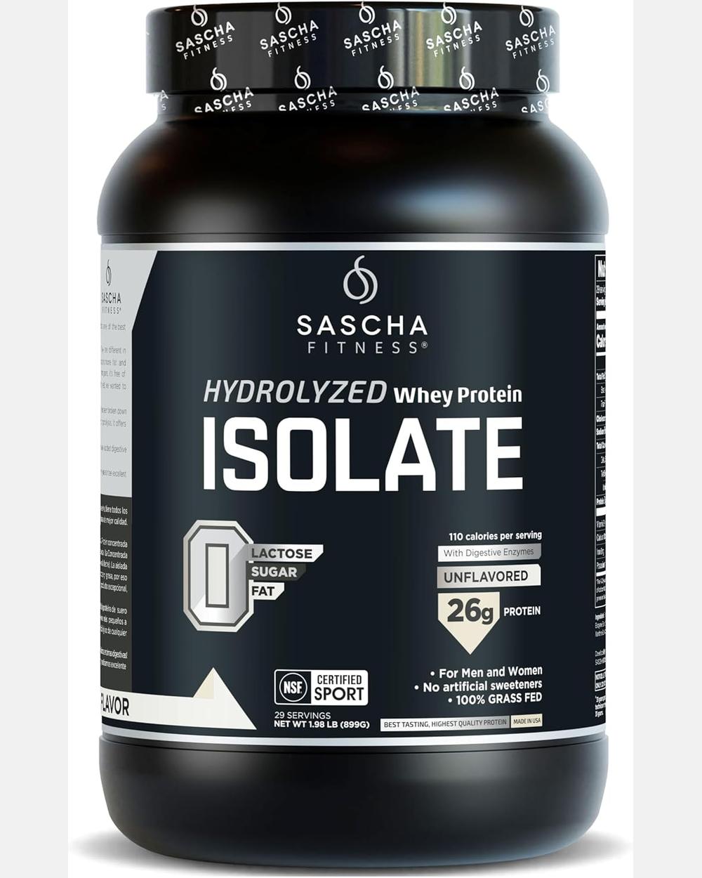 Whey Protein Isolate Hidrolizado 100% Grass-Fed | 2 lb | Sin Sabor - Sascha Fitness