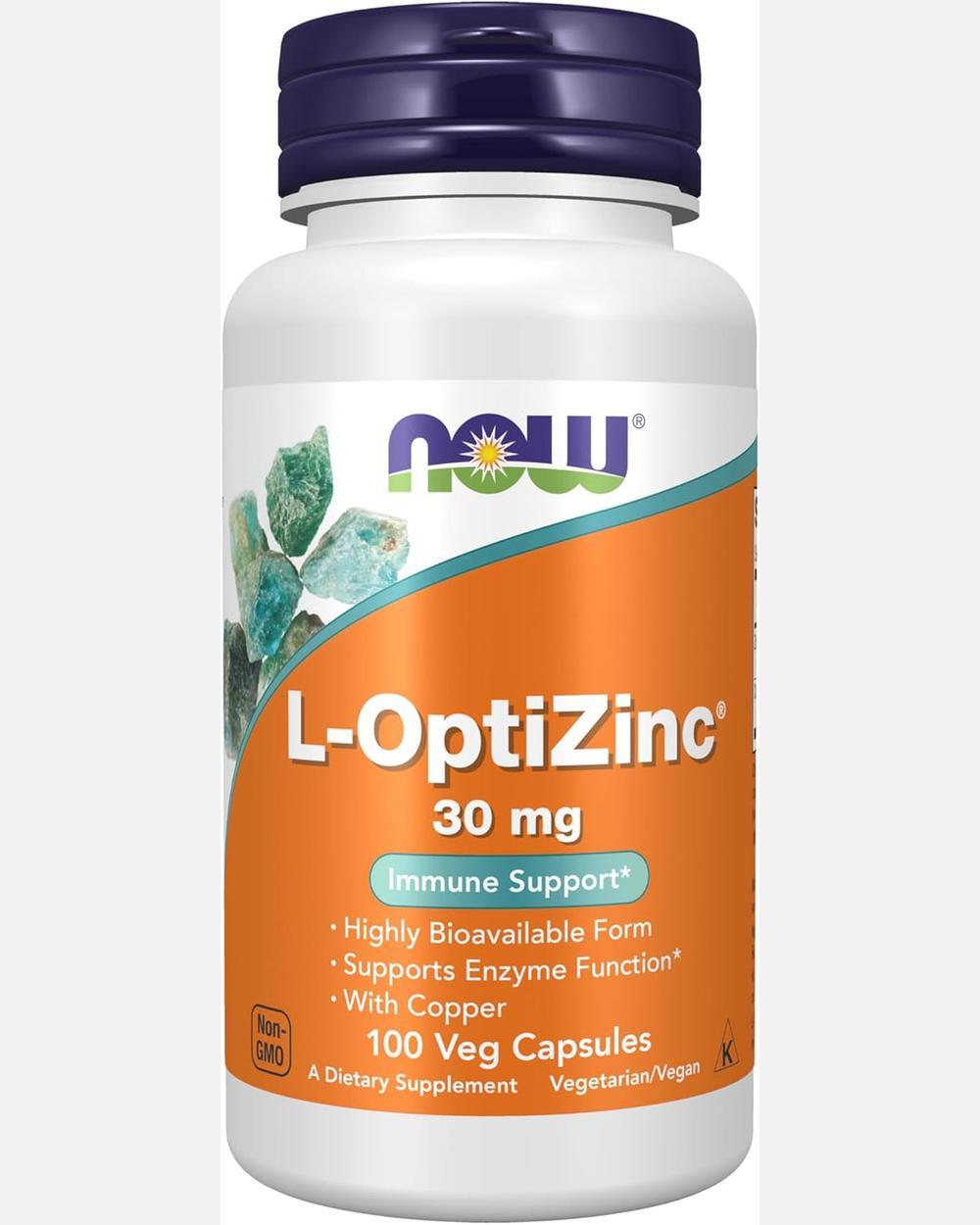 L-OptiZinc® 30mg con Cobre – 100 cápsulas vegetales - NOW Foods
