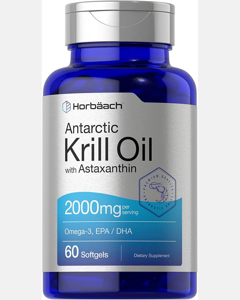 Krill Oil Antártico 2000mg – Omega 3, EPA, DHA, Astaxantina, 60 cápsulas - Horbaach