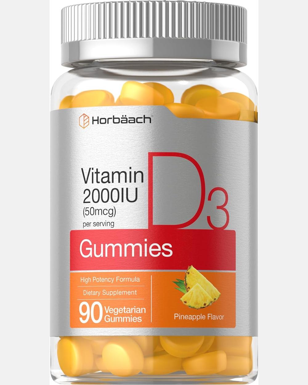 Vitamin D3 2000IU Gummies 90 Pineapple – Horbaach