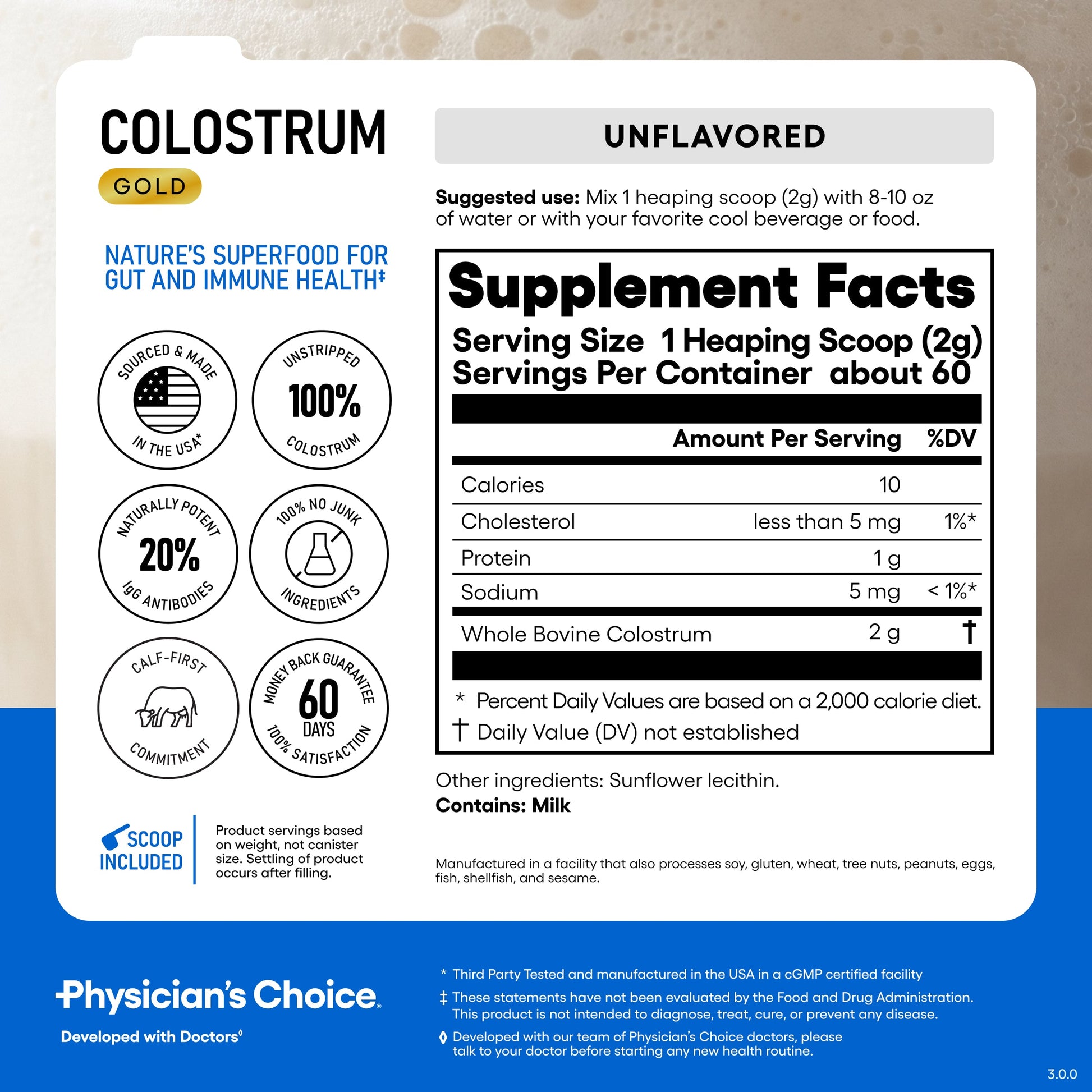 Polvo de Calostro Gold - Physician's Choice