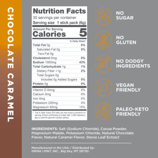Electrolitos Drink Mix Chocolate Caramelo x30 - LMNT