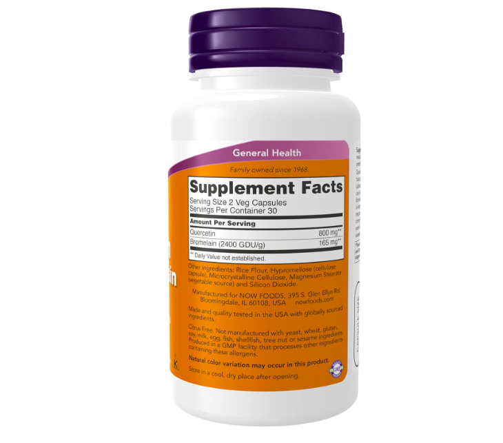 Quercetina + Bromelina Cápsulas para el equilibrio del sistema inmunológico - NOW foods