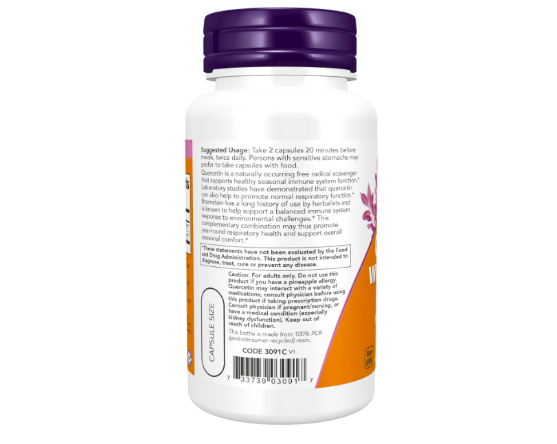 Quercetina + Bromelina Cápsulas para el equilibrio del sistema inmunológico - NOW foods