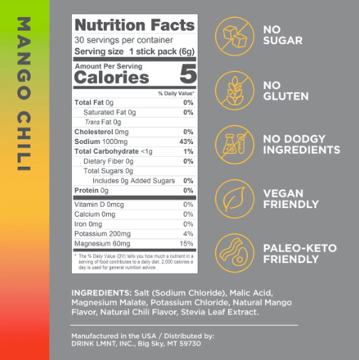 Electrolitos Drink Mix Mango Chili x30 - LMNT