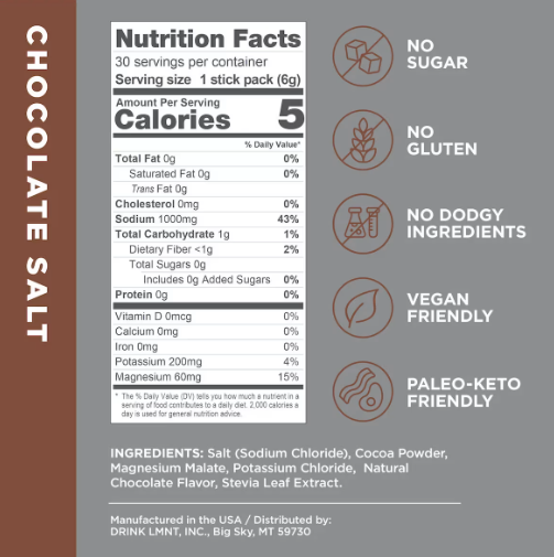 Electrolitos Drink Mix Chocolate x30 - LMNT