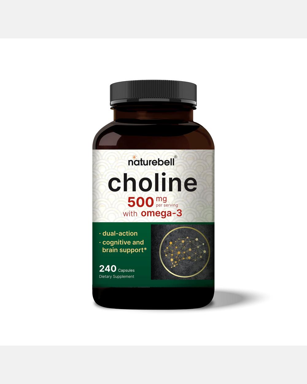 Colina 500 mg con Ácidos Grasos Omega 3 – 240 Cápsulas – NatureBell