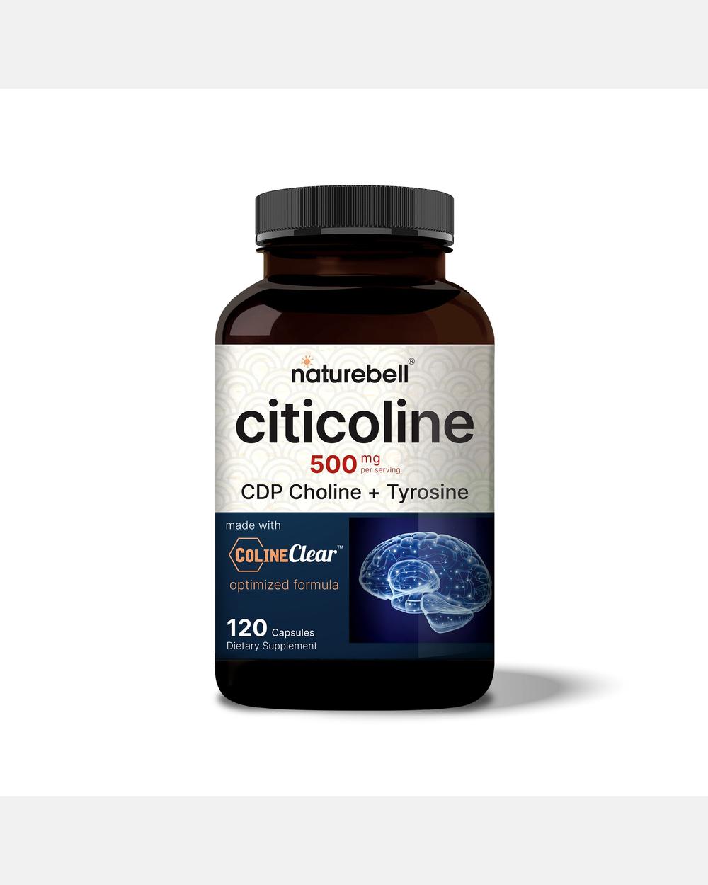 Citicolina 500 mg + Tirosina 50 mg por porción - 120 Cápsulas - NatureBell