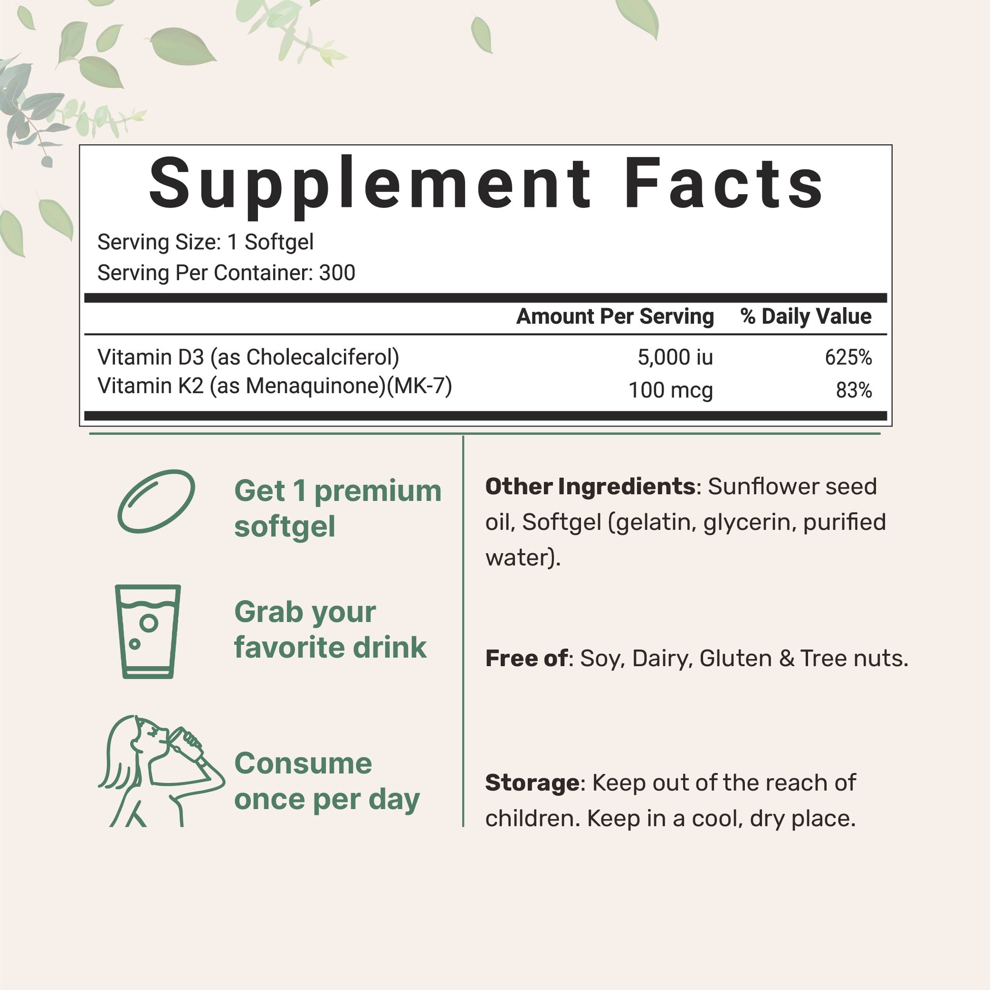 Vitamina D3 K2 5000UI - Micro Ingredients