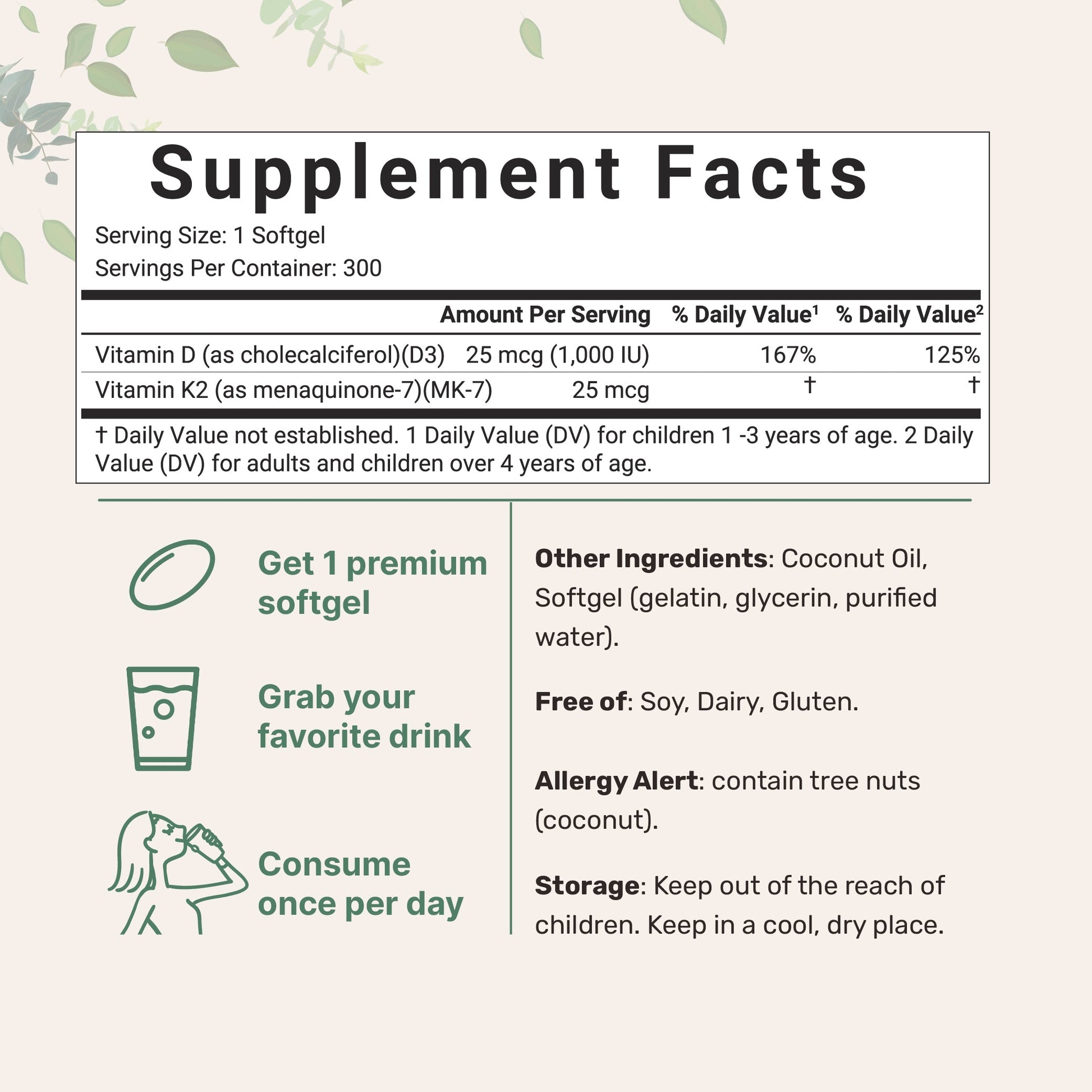 Vitamina D3 K2 con Aceite de Coco - Micro Ingredients
