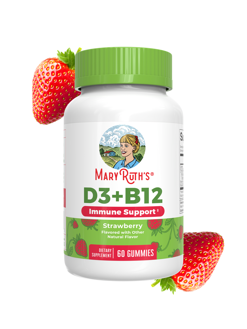 Gomitas de D3 + B12 (Fresa) - MaryRuth Organics