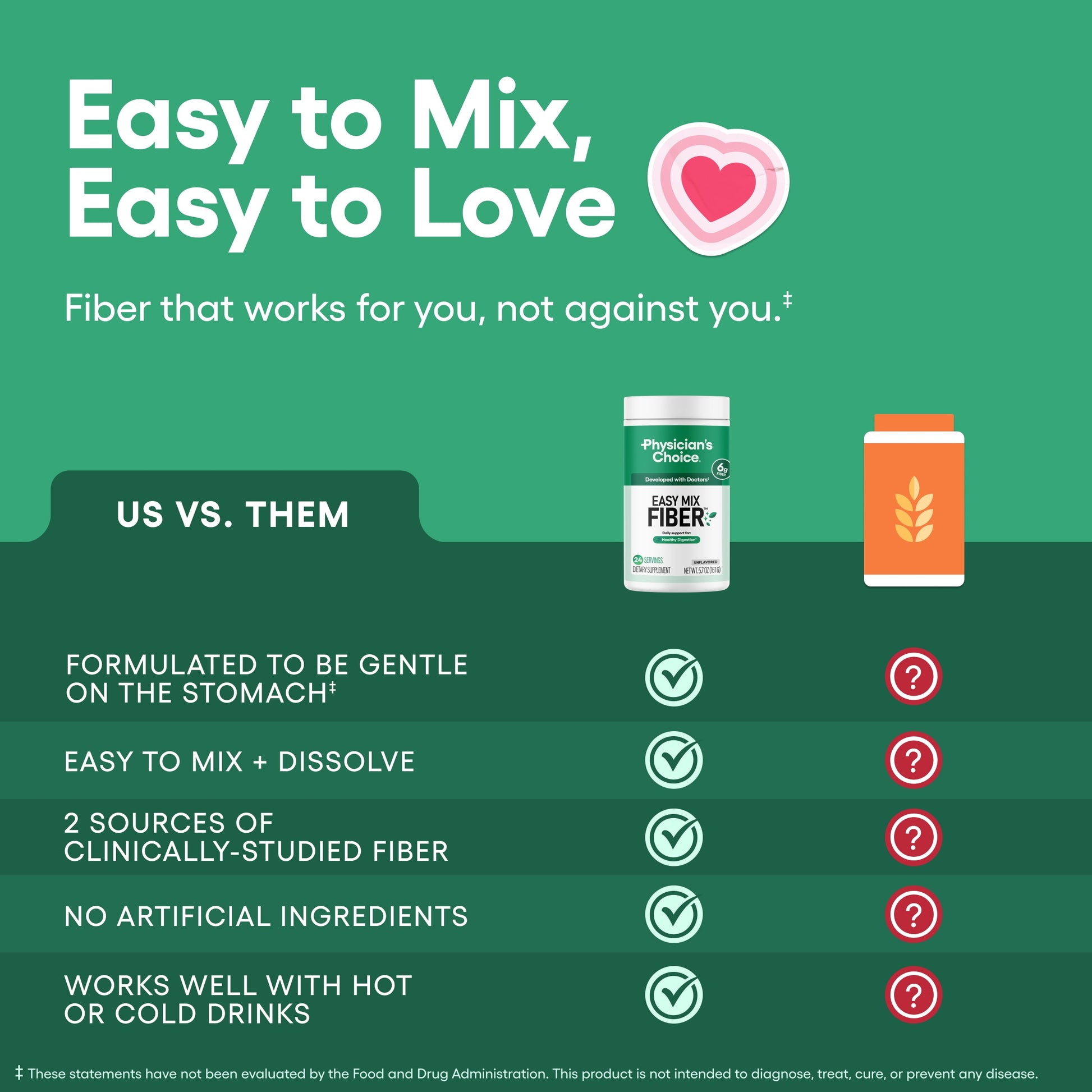 Fibra Soluble Easy Mix - Sin Sabor - Physician's Choice