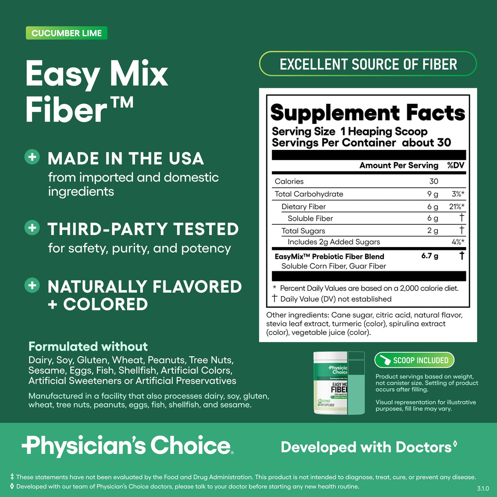Fibra Soluble Easy Mix - Pepino y Lima - Physician's Choice