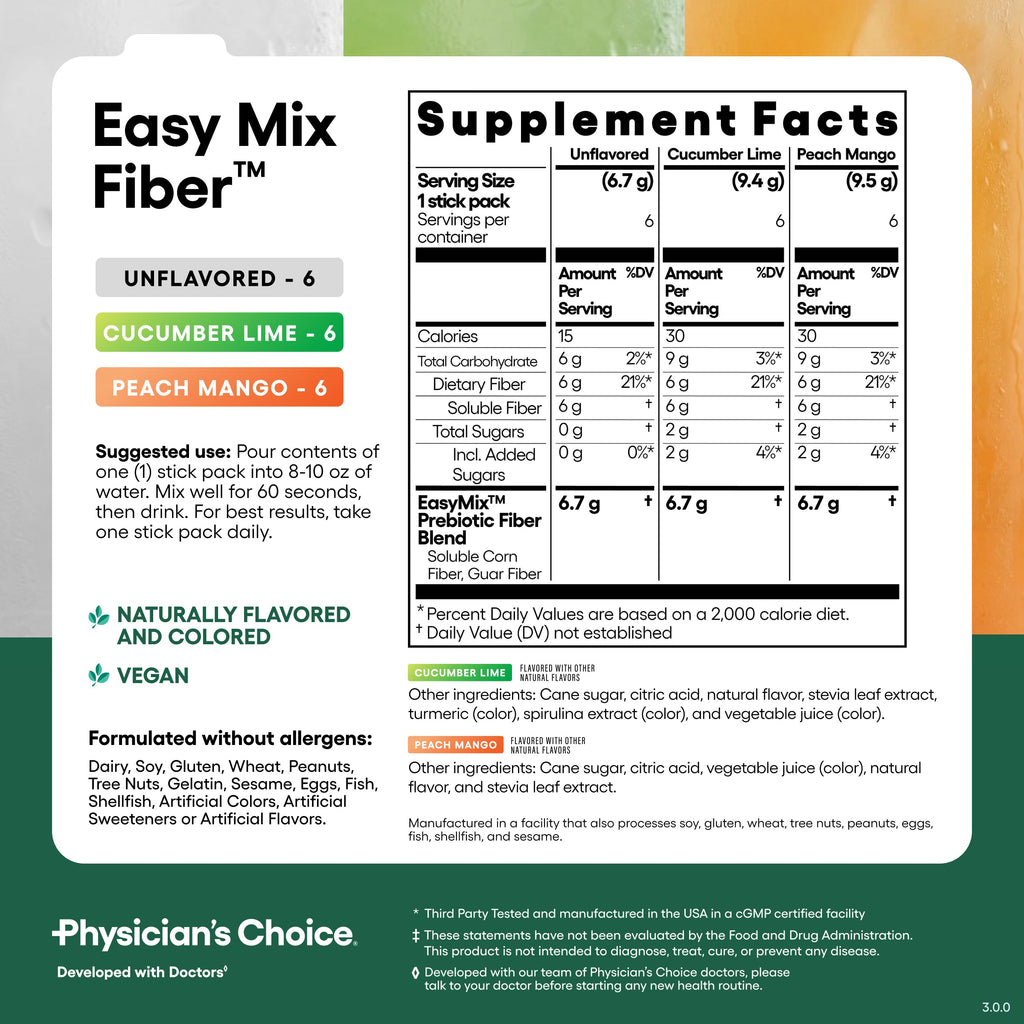 Fibra Soluble Easy Mix en Sobres - Physician's Choice