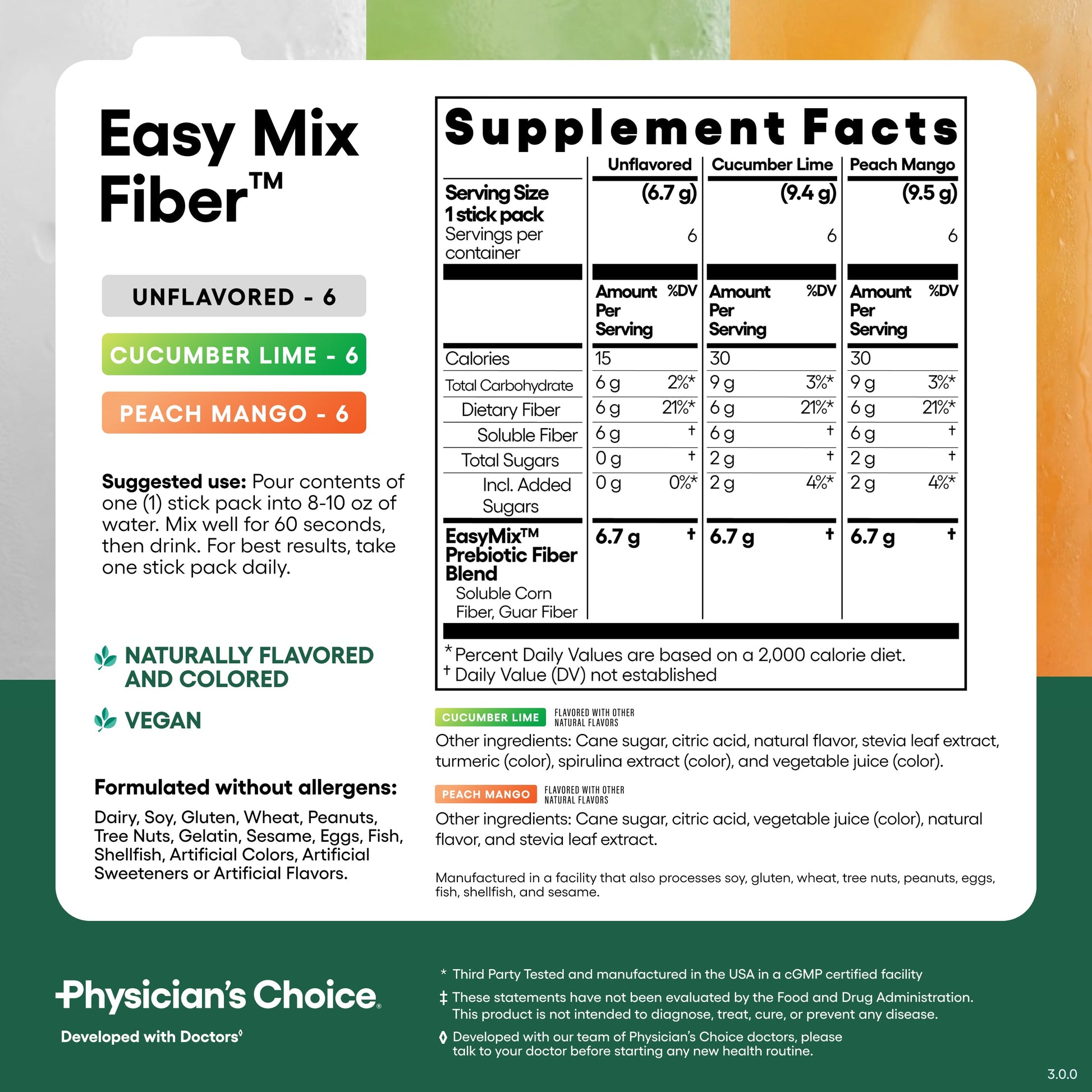 Fibra Soluble Easy Mix en Sobres - Physician's Choice