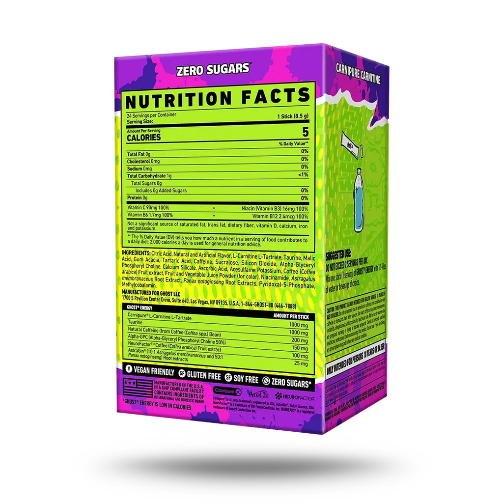 Sticks Energéticos 24-Pack x WARHEADS® Baya Ácida - GHOST