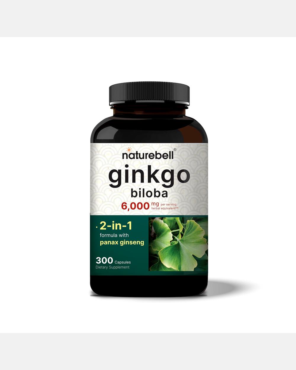 Ginkgo Biloba 6000 mg + Ginseng Panax 500 mg – 300 Cápsulas – NatureBell