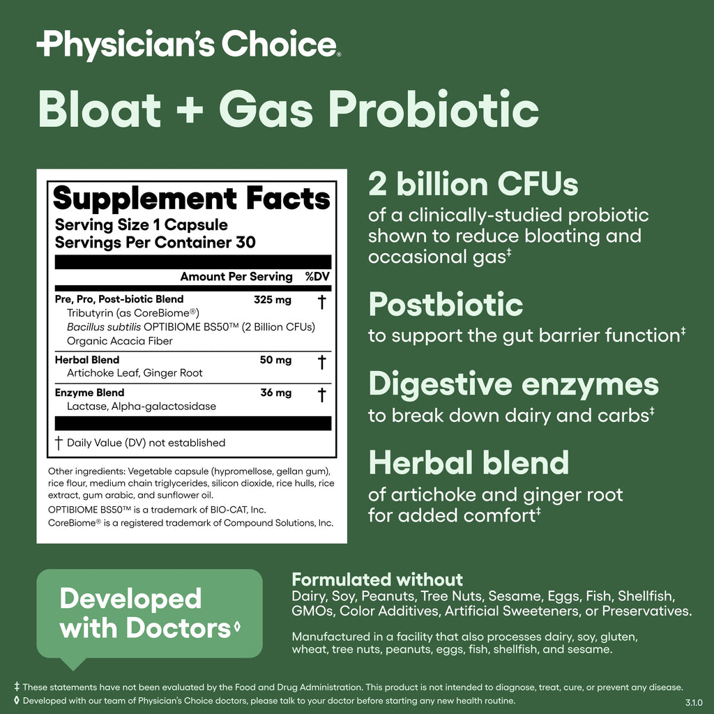 Probiótico para Hinchazón y Gases - Physician's Choice