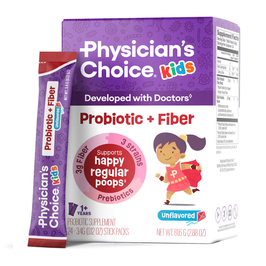 Sobres de Probiótico + Prebiótico y Fibra para Niños - Sin Sabor - Physician's Choice