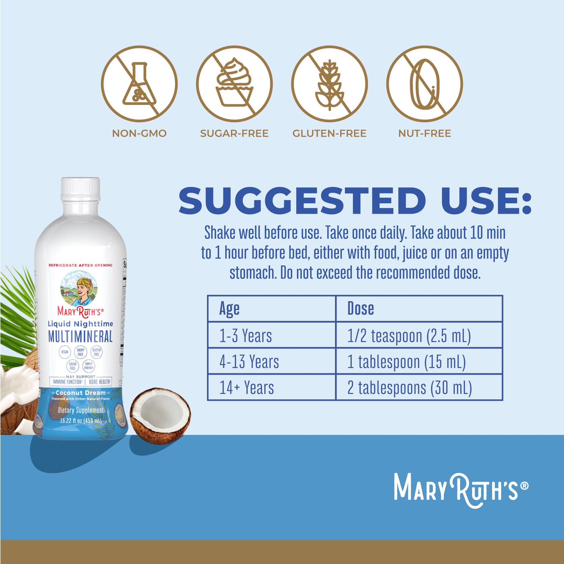 Multimineral Líquido Nocturno (Coco) - MaryRuth Organics
