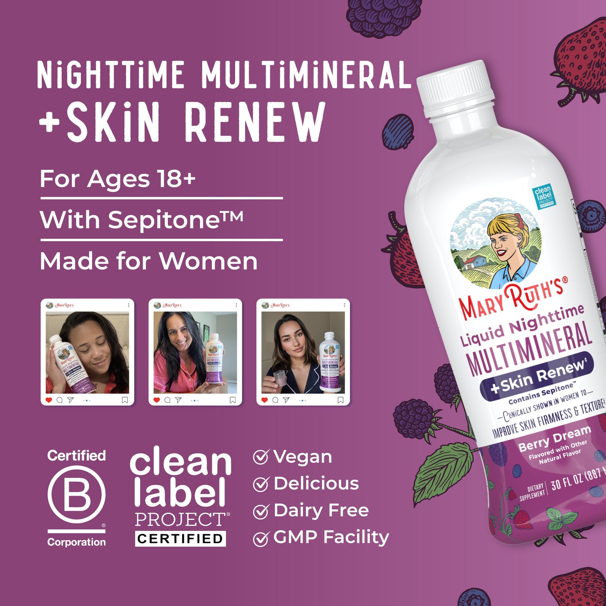 Multimineral Líquido Nocturno + Renovación de la Piel - MaryRuth Organics