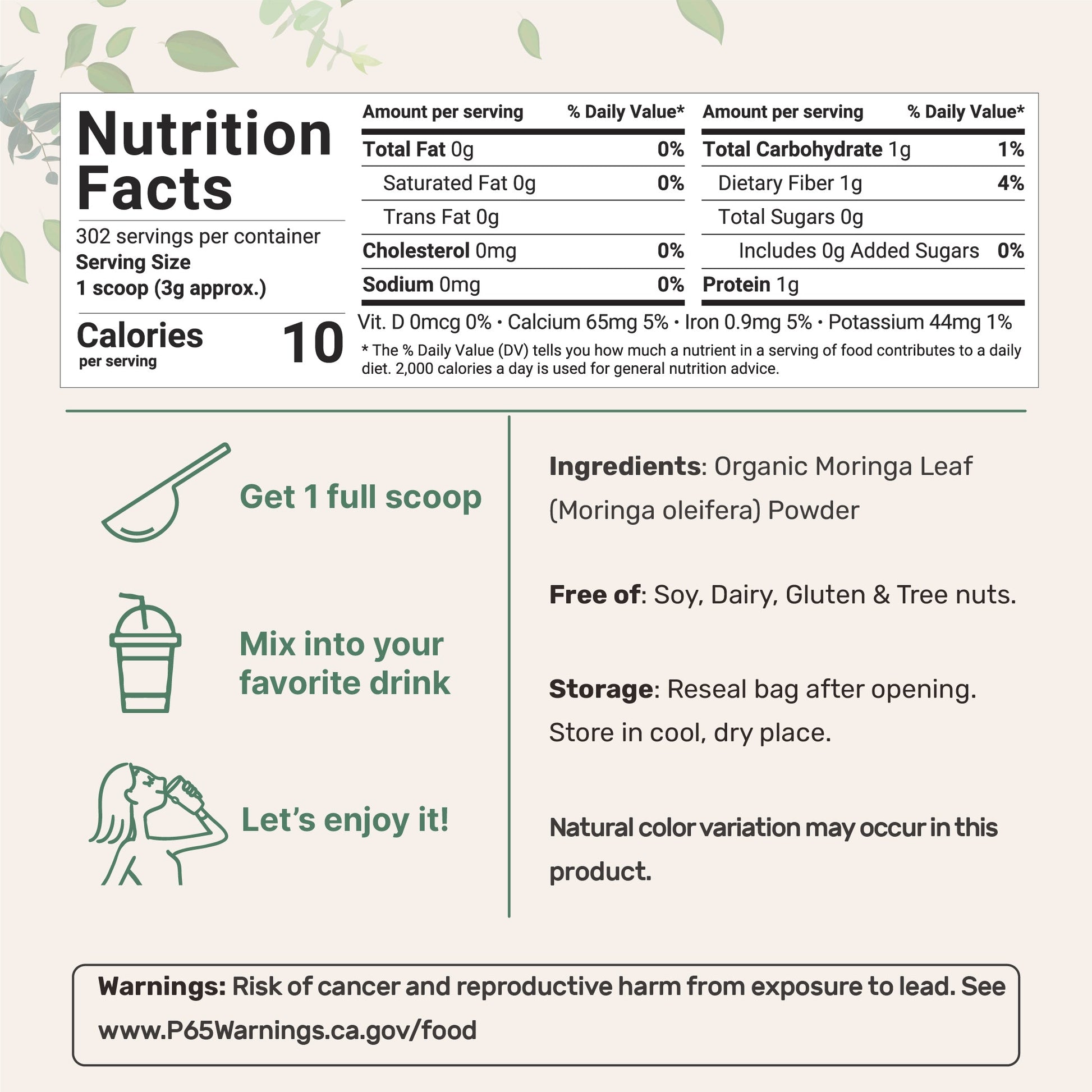 Polvo de Hoja de Moringa Orgánica - Micro Ingredients