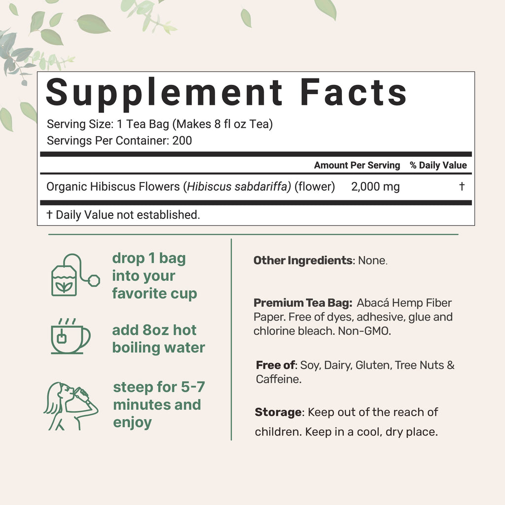 Té de Hibisco Orgánico – 200 Bolsas de Filtro de Cáñamo Abacá - MicroIngredients