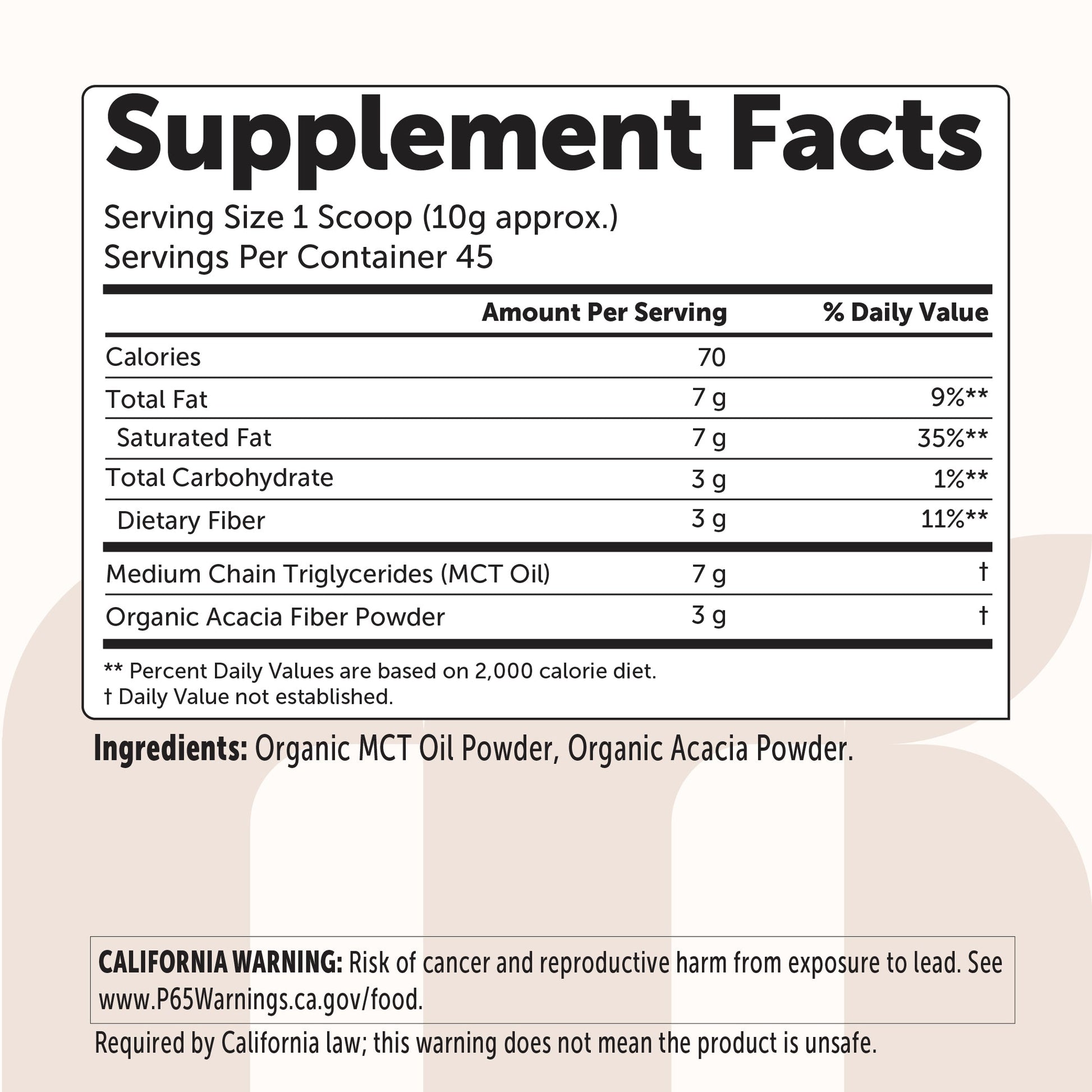 Polvo de Aceite MCT Orgánico - Micro Ingredients