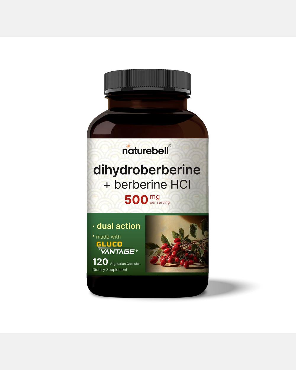 Dihidroberberina con Berberina HCl 500 mg – 120 Cápsulas Vegetales – NatureBell