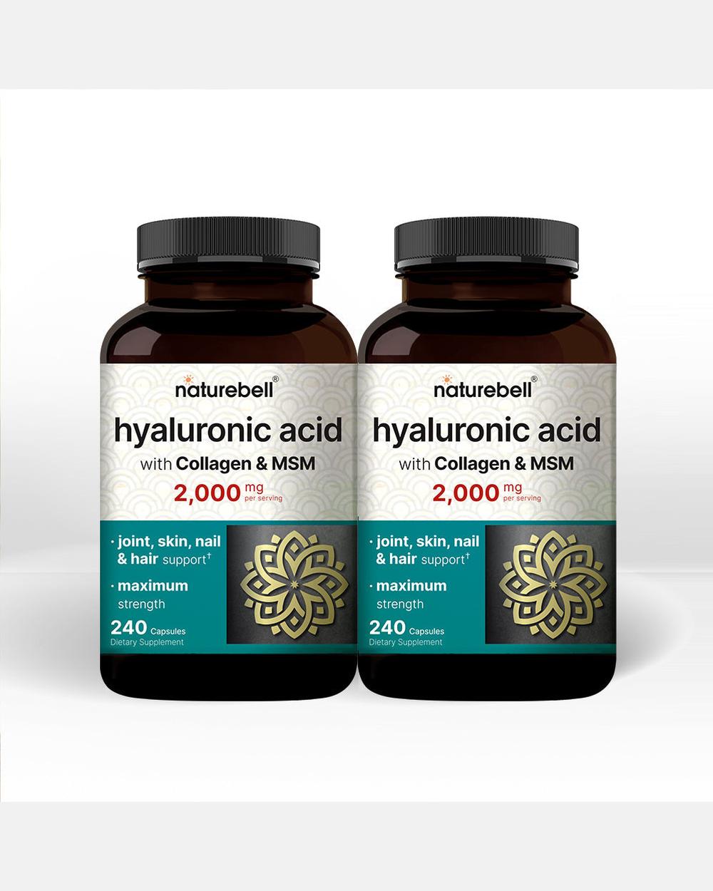Ácido Hialurónico con MSM y Colágeno - Pack x2 (480 Cápsulas) - NatureBell