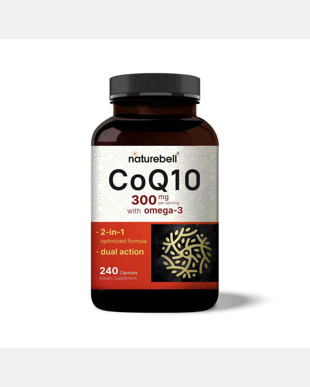 Coenzima Q10 300 mg con Ácidos Grasos Omega 3 - 240 Cápsulas - NatureBell