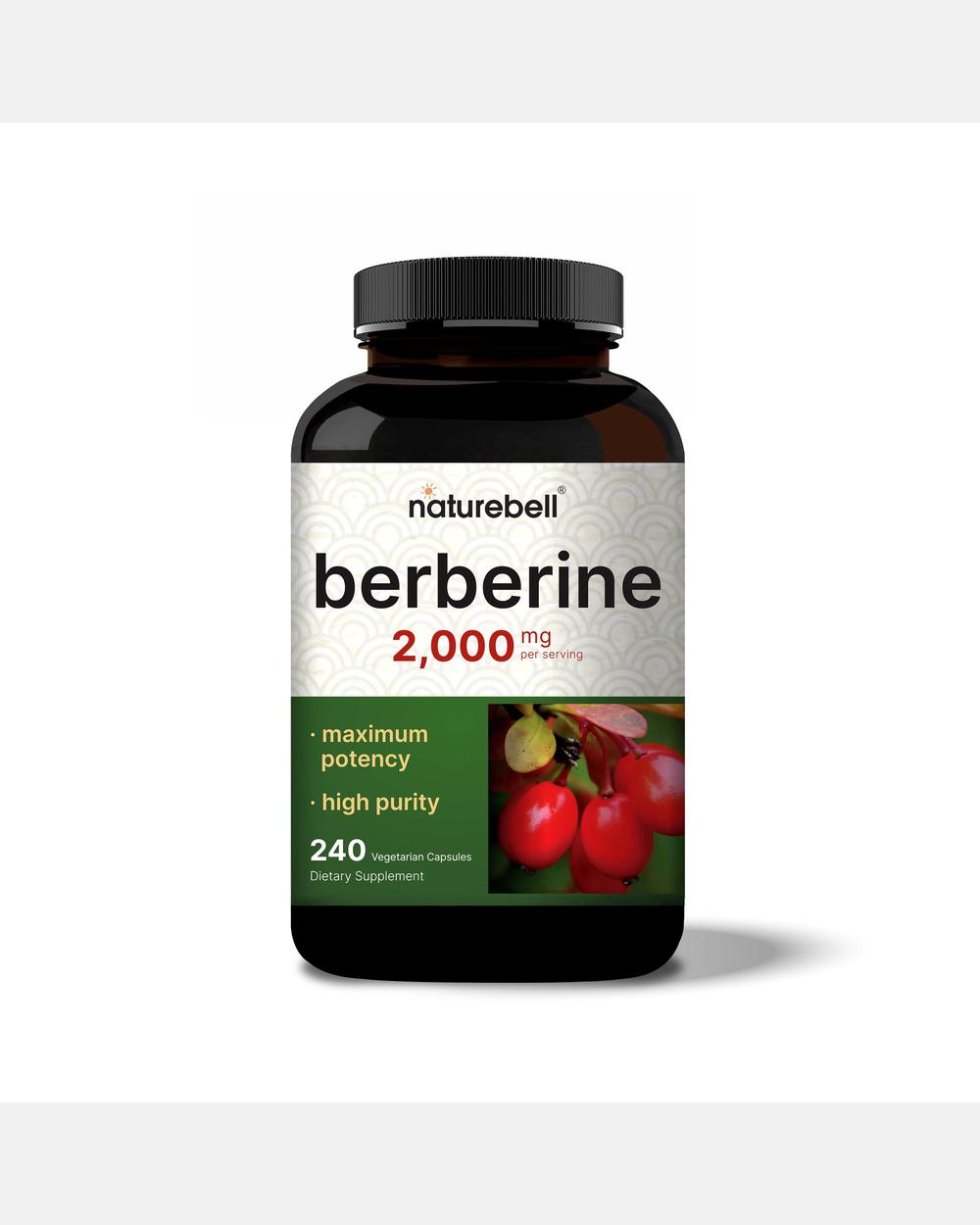 Berberina 500 mg por cápsula (2000 mg por porción) - 240 Cápsulas vegetales - NatureBell