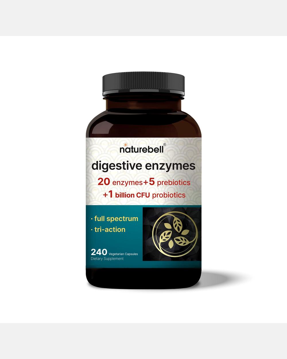 Enzimas Digestivas con Probióticos y Prebióticos – 240 Cápsulas Vegetales – NatureBell