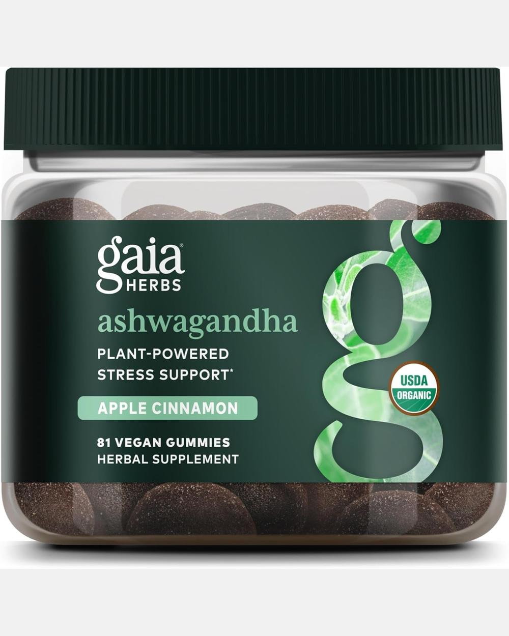 Organic Ashwagandha Gummies – Stress Support con Canela y Jengibre – Veganas, Sin Gluten – 81 Gomitas | Gaia Herbs