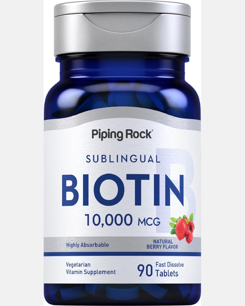 Biotin 10,000 mcg | 90 Tabletas Sublinguales | Piping Rock
