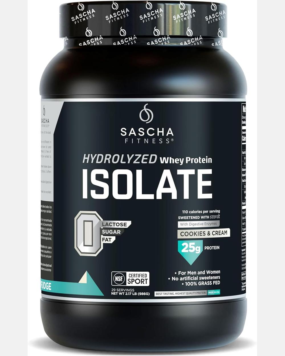 Hydrolyzed Whey Protein Isolate (Cookies & Cream, 2 lb) - Sascha Fitness