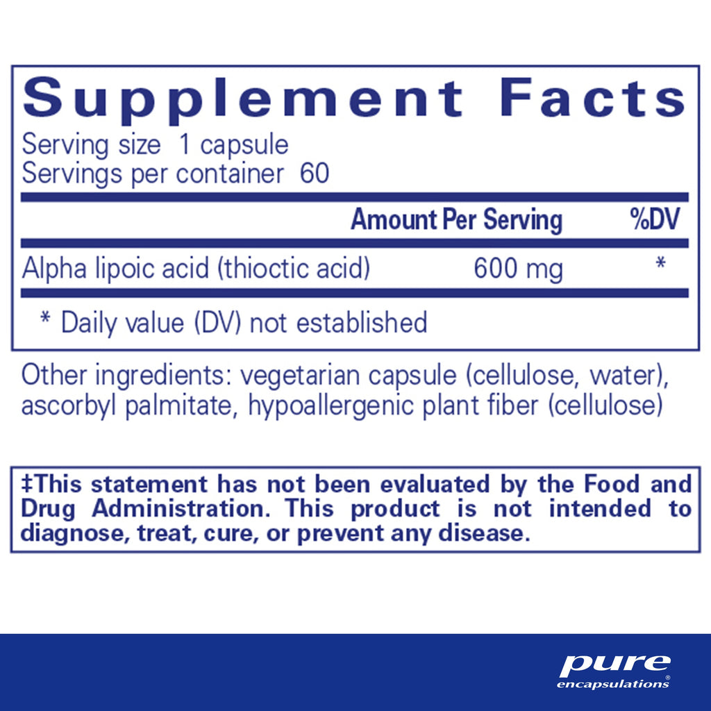 Ácido alfa lipoico 600 mg - Pure Encapsulations