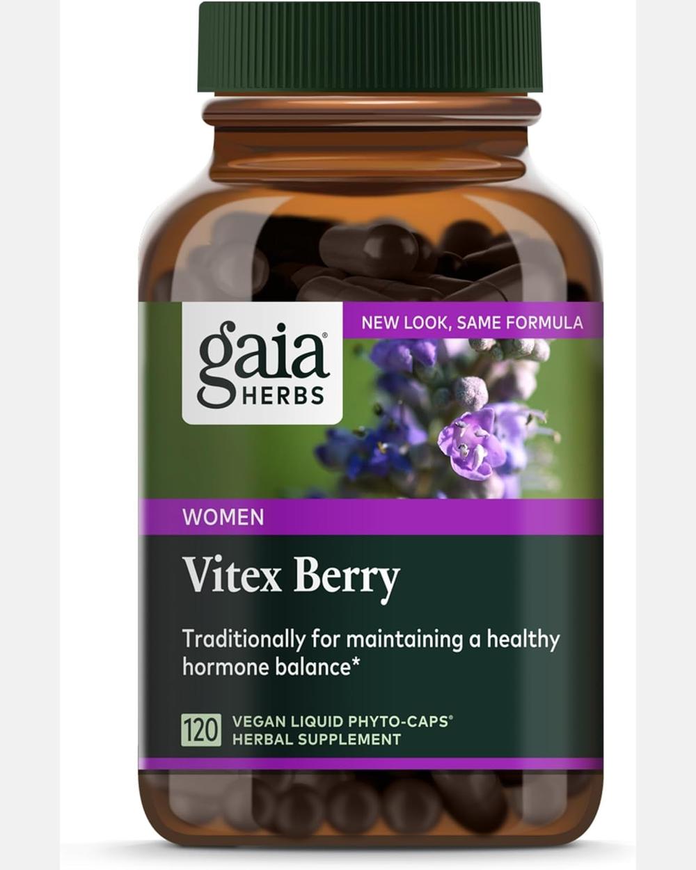 Vitex Berry – Hormone Balance & Fertility Support for Women – 120 Cápsulas Veganas (Suministro para 60 Días) | Gaia Herbs