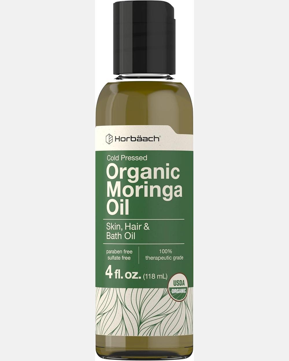 Organic Moringa Oil 4oz | Aceite Puro Orgánico para Rostro, Cabello y Piel - Horbaach