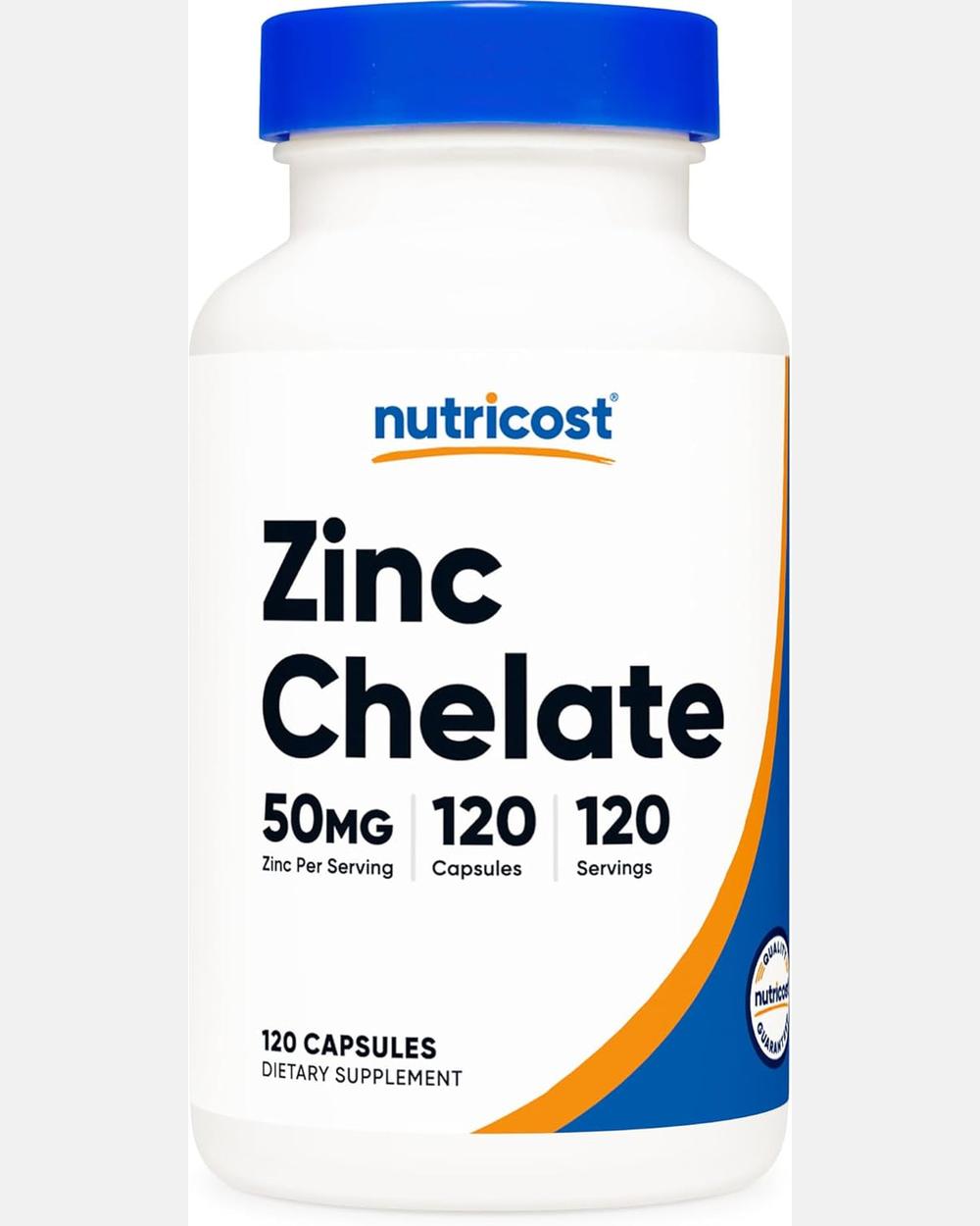 Zinc Quelado 50mg | 120 Cápsulas - Nutricost