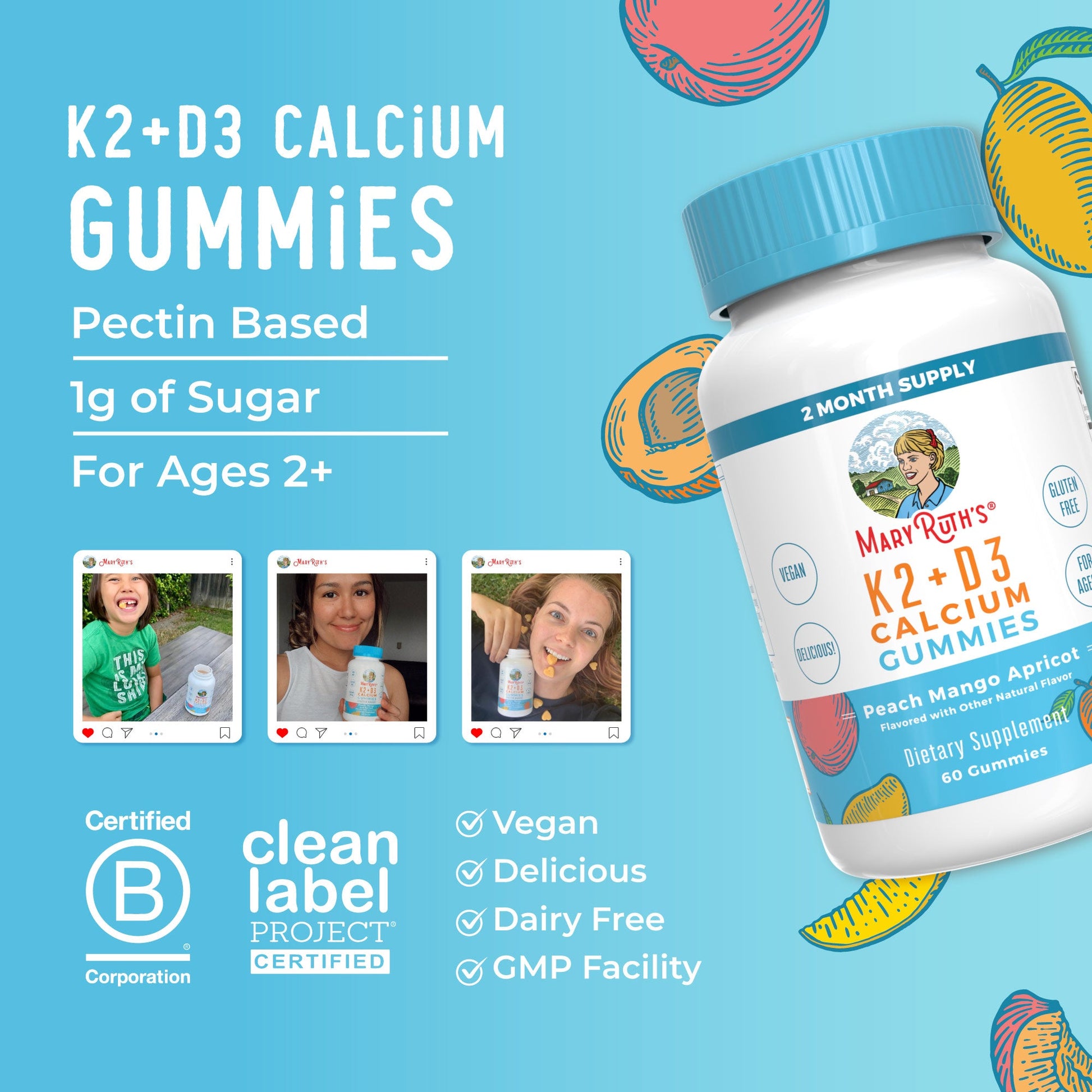Gomitas de Calcio con K2 + D3 - MaryRuth Organics