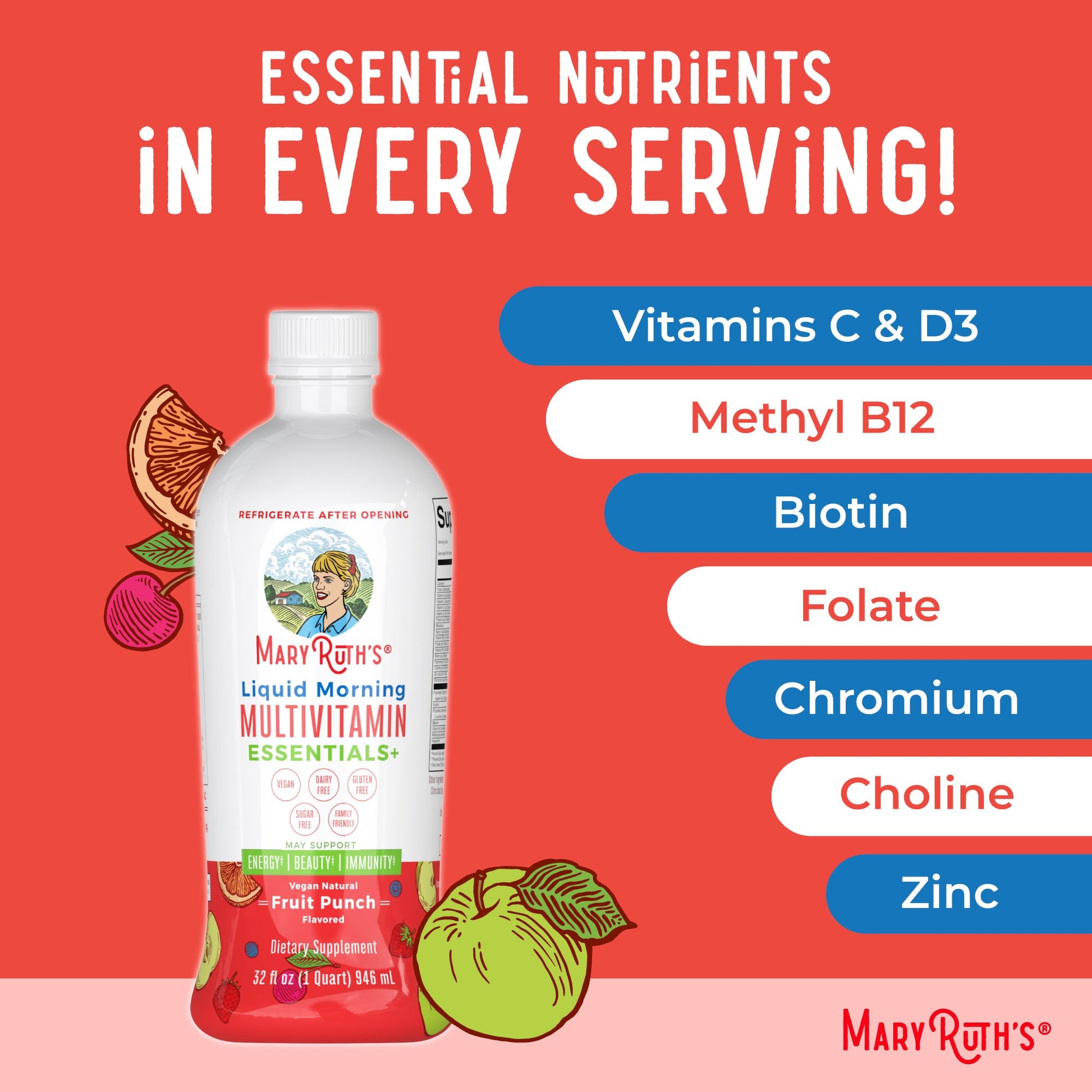 Multivitamínico Líquido Matutino Essentials+ - MaryRuth Organics