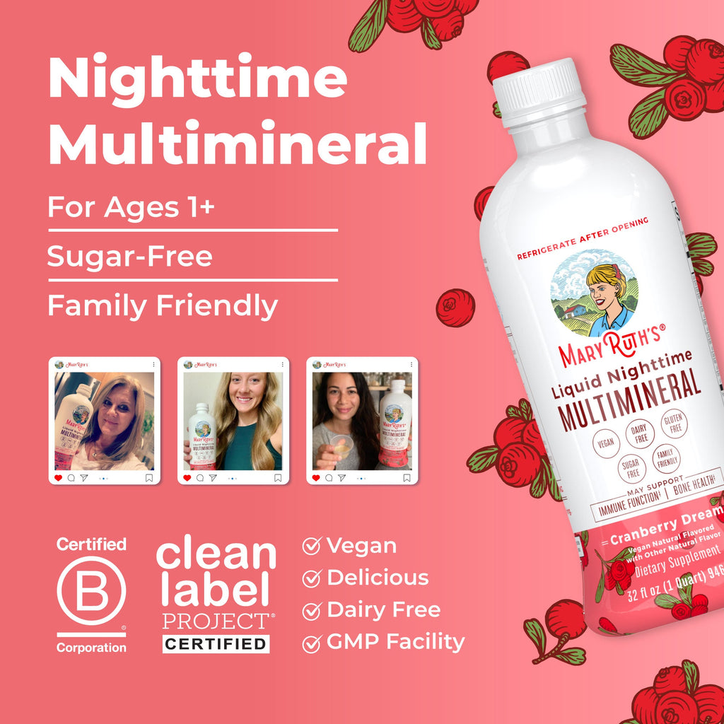 Multimineral Líquido Nocturno (Arándano Rojo) - MaryRuth Organics